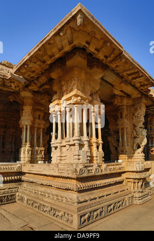 Indien, Süd-Indien, Asien, Karnataka, Hampi, Ruinen, Vijayanagar, 15. Jahrhundert, Weltkulturerbe, Vittala Tempel, Stockfoto