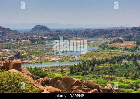 Indien, Süd-Indien, Asien, Karnataka, Hampi Stadt, Ruinen, Weltkulturerbe, Tungabhadra Fluss, Hampi, Tungabhadra Vijayanagar, groß, Stockfoto