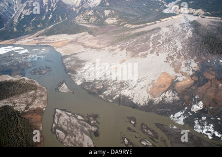 Eine Luftaufnahme des Slims River Valley im Kluane National Park, im Yukon Territory, Kanada. Stockfoto