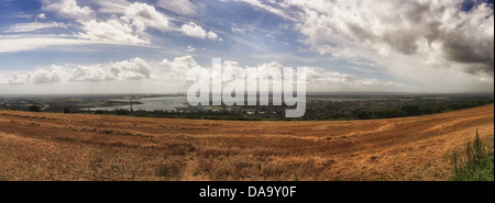Portsmouth Harbour, den Solent und die Isle Of Wight von Portsdown Hügel Stockfoto