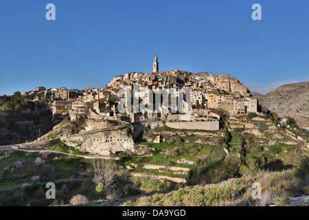 Spanien, Europa, Valencia, Architektur, Glockenturm, Bocairent, Stadt, Geschichte, Mittelalter, alte, Pueblo, Skyline, touristische, Reise, Stockfoto