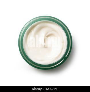 Schwung der weißen Beauty Creme Öl-Gel-Produkt auf einem weißen Hintergrund ausschneiden Stockfoto