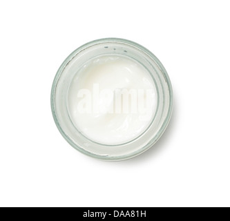 Schwung der weißen Beauty Creme Öl-Gel-Produkt auf einem weißen Hintergrund ausschneiden Stockfoto