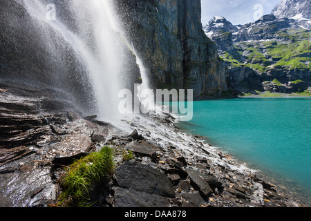 Lake Oeschinensees, Tränen, Schweiz, Europa, Kanton Bern, Berner Oberland, Kandertal, Kandertal, Berge, Bergsee, Stockfoto