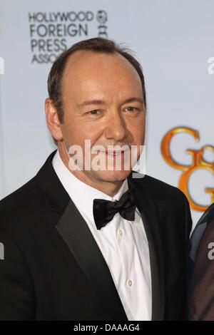 US-Schauspieler Kevin Spacey stellt im Presseraum auf der 68. Golden Globe Awards im Beverly Hilton Hotel in Los Angeles, Kalifornien, USA, 16. Januar 2011 statt. Foto: Louis Garcia Stockfoto