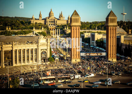 Barcelona, Spanien. 6. Juli 2013. Blick auf Plaza Espanya, die Harley-Davidson Tage 2013 bei der Fira Barcelona Kredit: Matthi/Alamy Live-Nachrichten Stockfoto