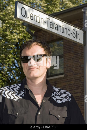 (Dpa-Datei) Ein Datei-Bild datiert 27. Juli 2009 von uns Filmemacher Quentin Tarantino Filmstudio Babelsberg in Potsdan, Deutschland. Studio Babelsberg feiern ihr 100-jähriges Jubiläum. Foto: Nestor Bachmann Stockfoto