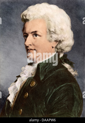 Porträt von Wolfgang Amadeus Mozart. Digital Farbfoto von einem Gemälde Stockfoto