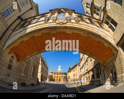 Die Seufzerbrücke, Hertford College in Oxford - Fischaugen Ansicht 1 Stockfoto