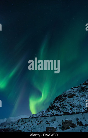 Aurora Borealis, Europa, Meer, Nacht, Nordlicht, Norwegen, Polarlicht, Skandinavien, Sommaröy, Strand, Meer, Tromsö, Ufer Stockfoto