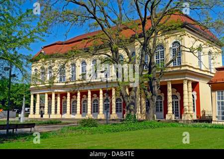 Europa, Deutschland, Sachsen-Anhalt, Merseburg, Oberaltenburg, Schloss, Saloon., Schlossgarten, Springbrunnen, Architektur, Bäume, Bui Stockfoto