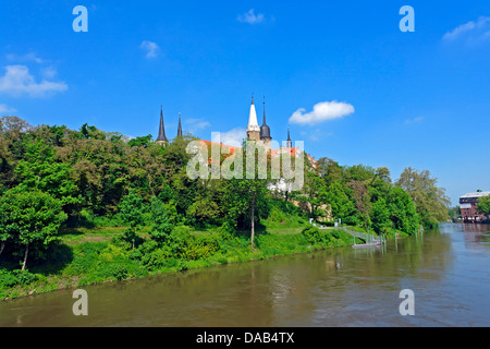 Europa, Deutschland, Sachsen-Anhalt, Merseburg, Wanderweg, Blick auf die Stadt, Schloss, Dom, Dom, St. Laurentii et Johannis Baptistae, Stockfoto