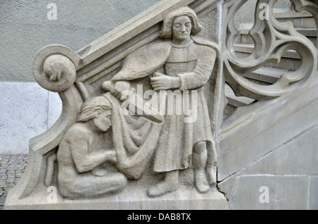 Rathaus (Town Hall) Steinstufen (Detail), Bern, Schweiz Stockfoto