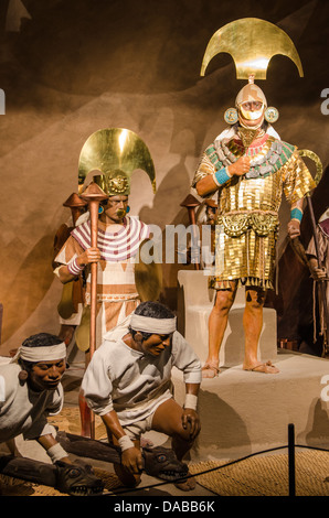 Alten Inka Inka anzeigen Museum der königlichen Gräber von Sipan Museo de Las Tumbes Reales de Sipan Chiclayo Lambayeque, Peru. Stockfoto