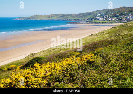 Woolacombe Sand, Morte Point und am Meer Stadt von Woolacombe auf der nördlichen Küste von Devon UK Stockfoto