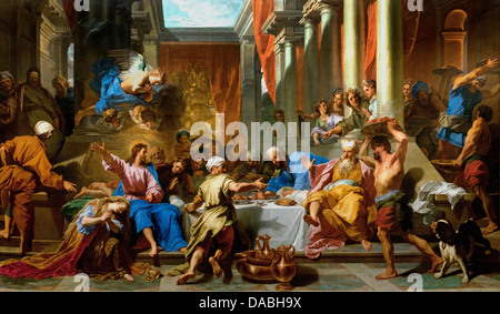 Christus beim Abendmahl mit Simon dem Pharisäer 1706 Jean Baptiste Jouvenet 1644 - 1717 Frankreich ( Fest im Haus von Simon dem Pharise. Stockfoto