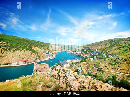 Blick auf die Bucht von Balaklawa auf der Krim Stockfoto