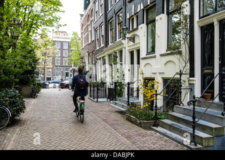 Canalside Häuser, Amsterdam, Niederlande, Europa Stockfoto