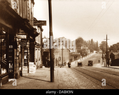 Bingley Main Street, Crossflatts wahrscheinlich der 1920er Jahre Stockfoto