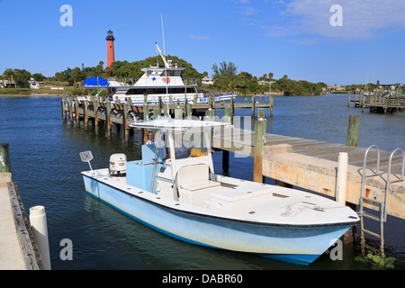 Jupiter Inlet Leuchtturm und Marina, Jupiter, Florida, Vereinigte Staaten von Amerika, Nordamerika Stockfoto