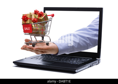 E-Commerce Geschenk einkaufen Stockfoto