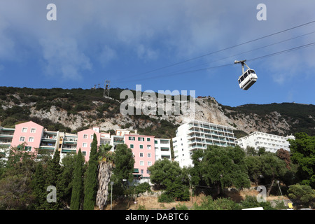 Seilbahn auf die Spitze des Felsens in Gibraltar Stockfoto