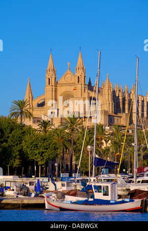 Kathedrale und Hafen, Palma, Mallorca, Spanien, Europa Stockfoto