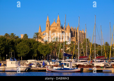 Kathedrale und Hafen, Palma, Mallorca, Spanien, Europa Stockfoto