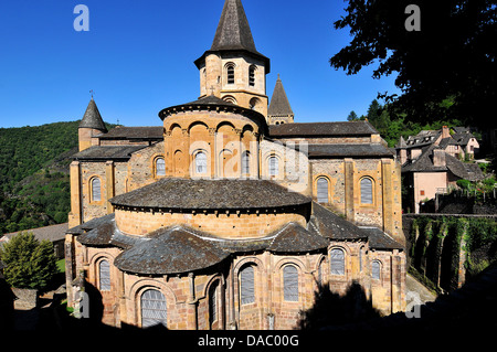 Abteikirche Sainte-Foy de Conques, Conques, Aveyron, Midi-Pyrénées, Frankreich, Europa Stockfoto
