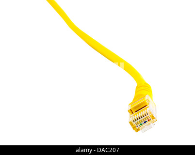 Rj45-Stecker, isoliert auf weiss Stockfoto