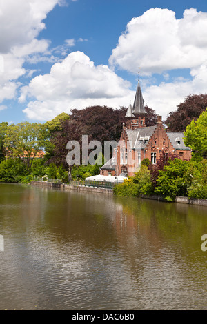 Minnewater Burg in Brügge, Belgien. Stockfoto