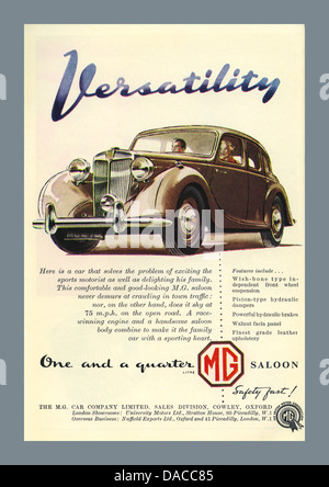 Magazin-Seite Abbildung der britischen post gebaut Krieg 1947 - 1953 MG Y-Type 1,25 Liter Limousine Automobil Stockfoto