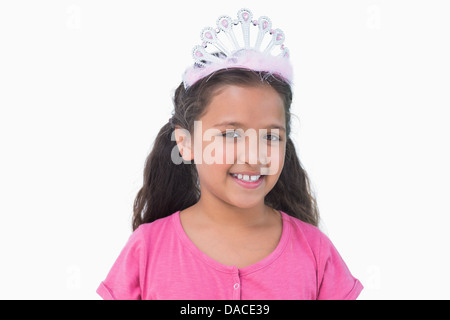 Kleines Mädchen trägt Tiara für eine party Stockfoto