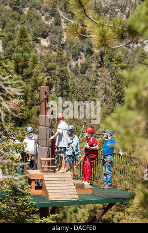 Hochseilklettern Big Bear Lake, Kalifornien. Stockfoto