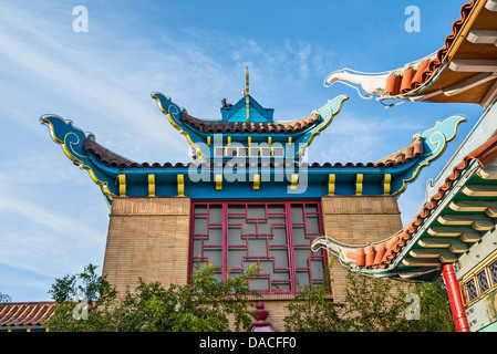 Asiatische Themen Gebäude in Los Angeles Chinatown. Stockfoto