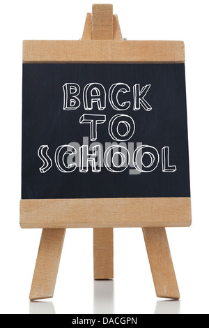 Zurück zur Schule auf Tafel geschrieben Stockfoto