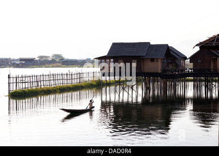 Golden Island Cottages, touristischen Unterkünften am Inle-See, Nampan Dorf, Myanmar (Burma) Stockfoto