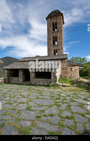 Sant Miquel D´Engolasters Kirche (12. Jahrhundert). Escaldes-Engordany. Andorra Stockfoto