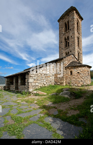 Sant Miquel D´Engolasters Kirche (12. Jahrhundert). Escaldes-Engordany. Andorra Stockfoto