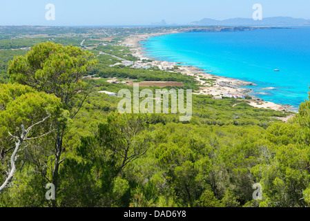 Insel Formentera, Draufsicht, Balearen, Spanien, Mittelmeer, Europa Stockfoto