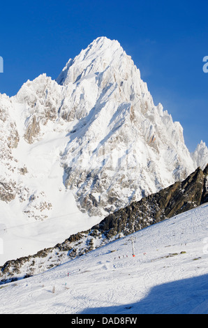 Mont Chardonnet, Argentiere und Grand Montet Skigebiet Chamonix, Haute-Savoie, Französische Alpen, Frankreich Stockfoto