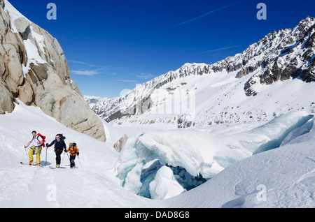 Col du Passon off-Piste Ski Touring Bereich, Tal von Chamonix, Haute-Savoie, Französische Alpen, Frankreich Stockfoto