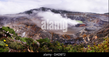 Schwefel Rauch über Kratersee des Poas Vulkan, Costa Rica, Poas Volcano National Park Stockfoto