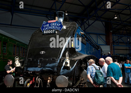 Sir Nigel Gresley Dampfzuglok bei The Great Gathering - sechs LOKOMOTIVEN DER A4-Klasse National Railway Museum York North Yorkshire England UK Stockfoto