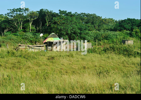 Mandeni, KwaZulu-Natal, Südafrika, Wellen, die über Felsen, Landschaft ...