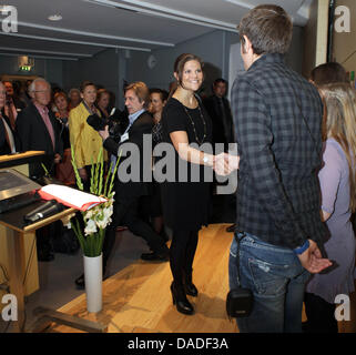 Schwedische Kronprinzessin Victoria besucht einen Workshop und ein Symposium über interkulturelles Lernen in der Schule in Stockholm, 21. Oktober 2011. Foto: Albert Nieboer Stockfoto