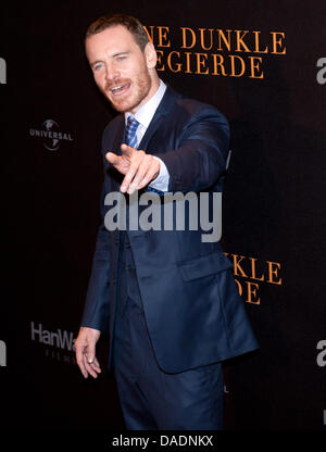 Die Deutsch-Irische Schauspieler Michael Fassbender für die Deutschlandpremiere von "Eine Dunkle Begierde kommt" ("A Dangerous Method") in Berlin, Deutschland, 31. Oktober 2011. Der Film wird am 10. November 2011 ausgestrahlt. Foto: Jörg Carstensen Stockfoto