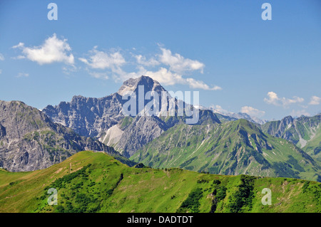 Panoramablick vom Nebelhorn, Widderstein, Österreich, Vorarlberg, Kleinwalsertal Stockfoto