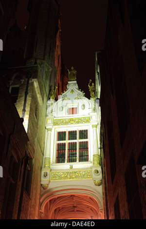 Blinde Esel Gasse Torbogen in den Burgplatz, Brügge City, West-Flandern in der belgischen Region Flandern. Stockfoto