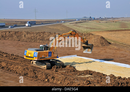 Raupenbagger auf Baustelle Stuttgart 21, Dornstadt, Baden-Württemberg, Deutschland Stockfoto